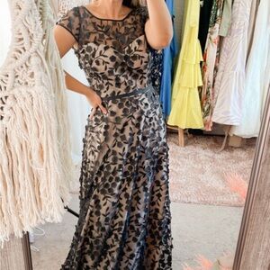 Never used black dress with floral details